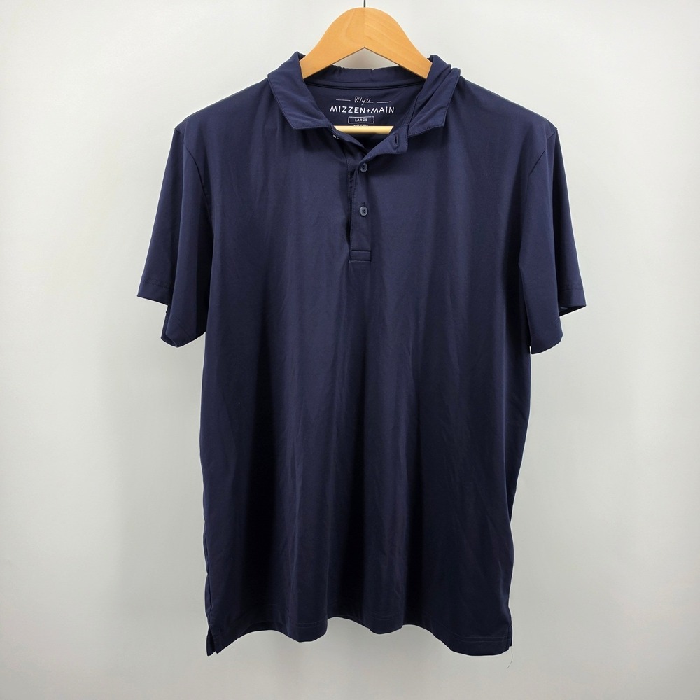 Mizzen+Main Phil Mickelson Navy Blue Golf Polo Shirt Mens Large Performance